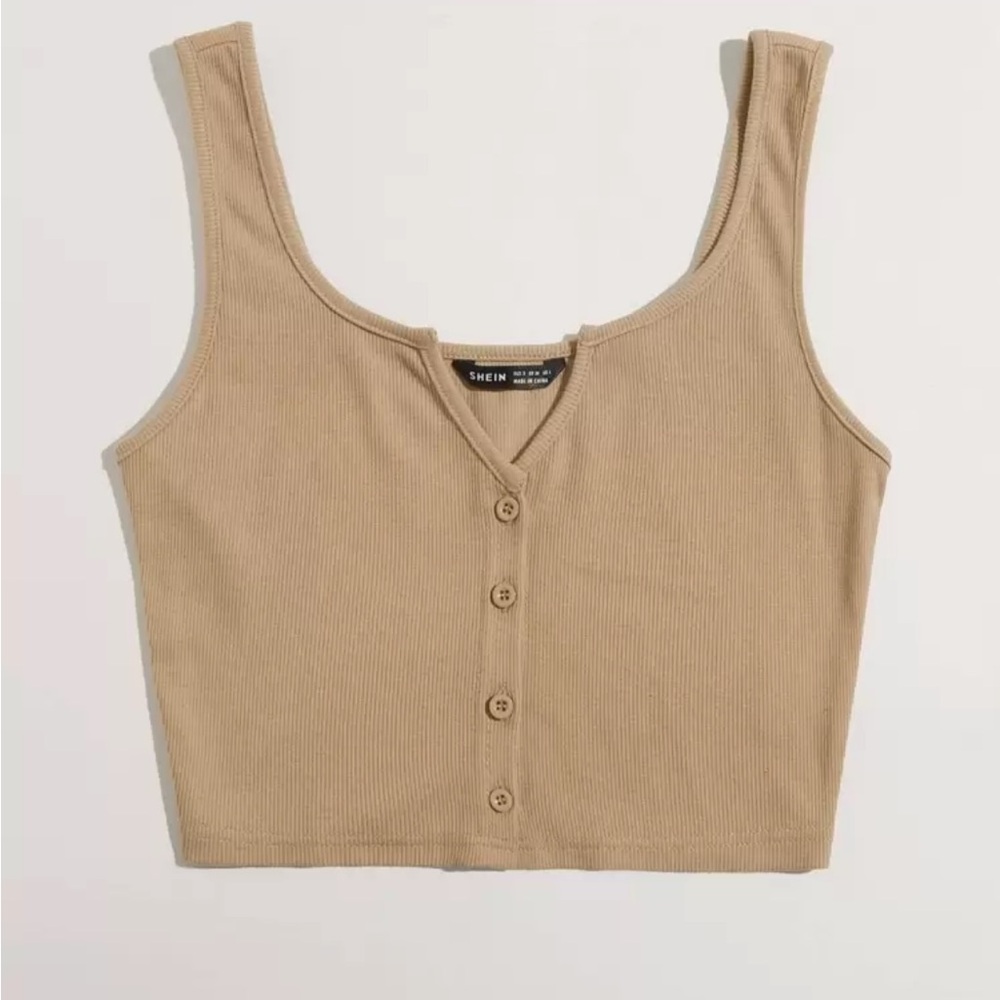 NWOT SHEIN Notch Neck Button Front Tank Top